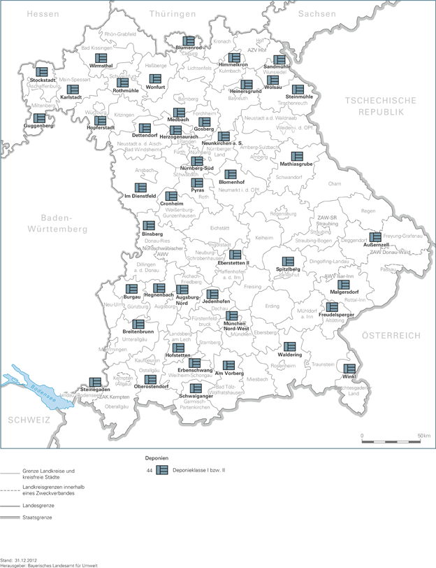 Karte: Deponien der entsorgungspflichtigen Körperschaften