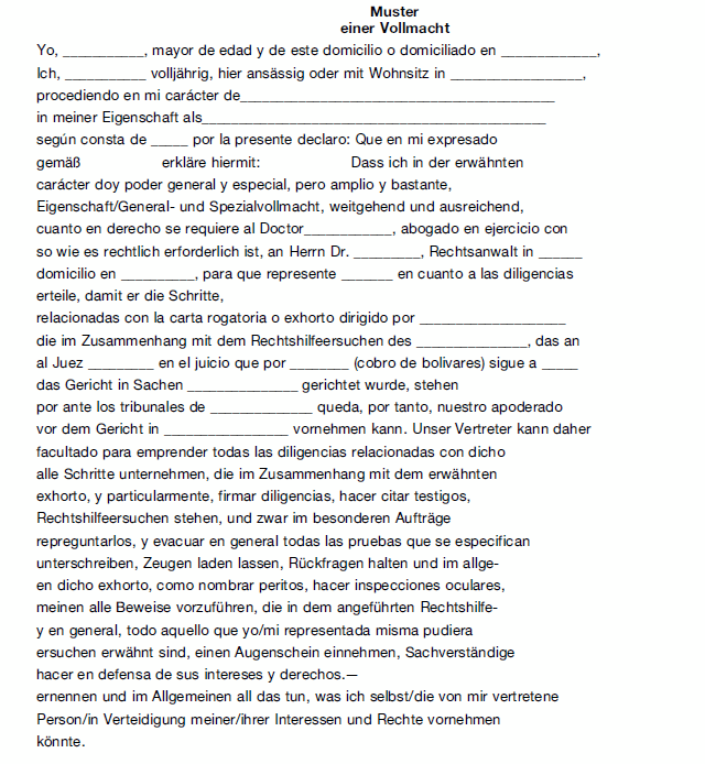 Vordruck: Vollmacht